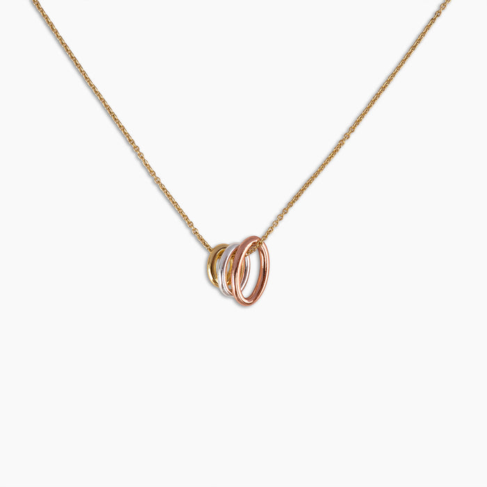 Tri-Color Interlocking Ring Necklace