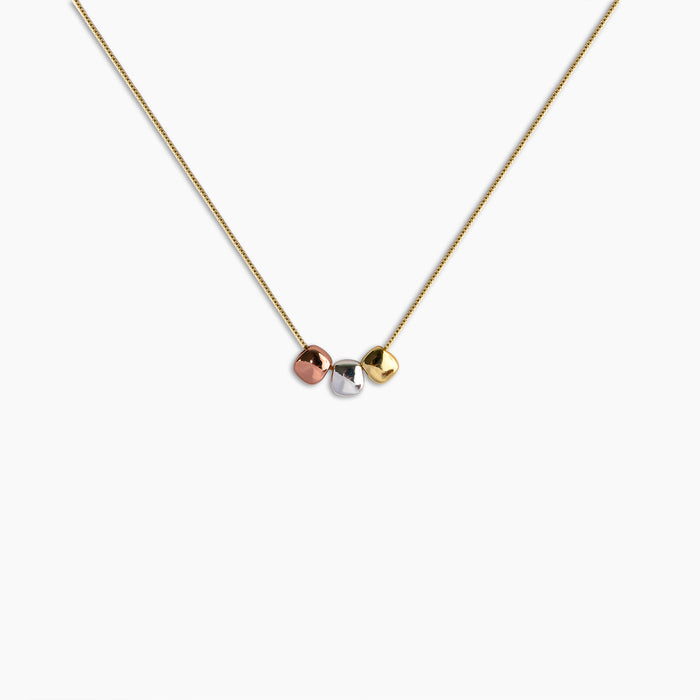 Tricolor Cube Pendant Necklace