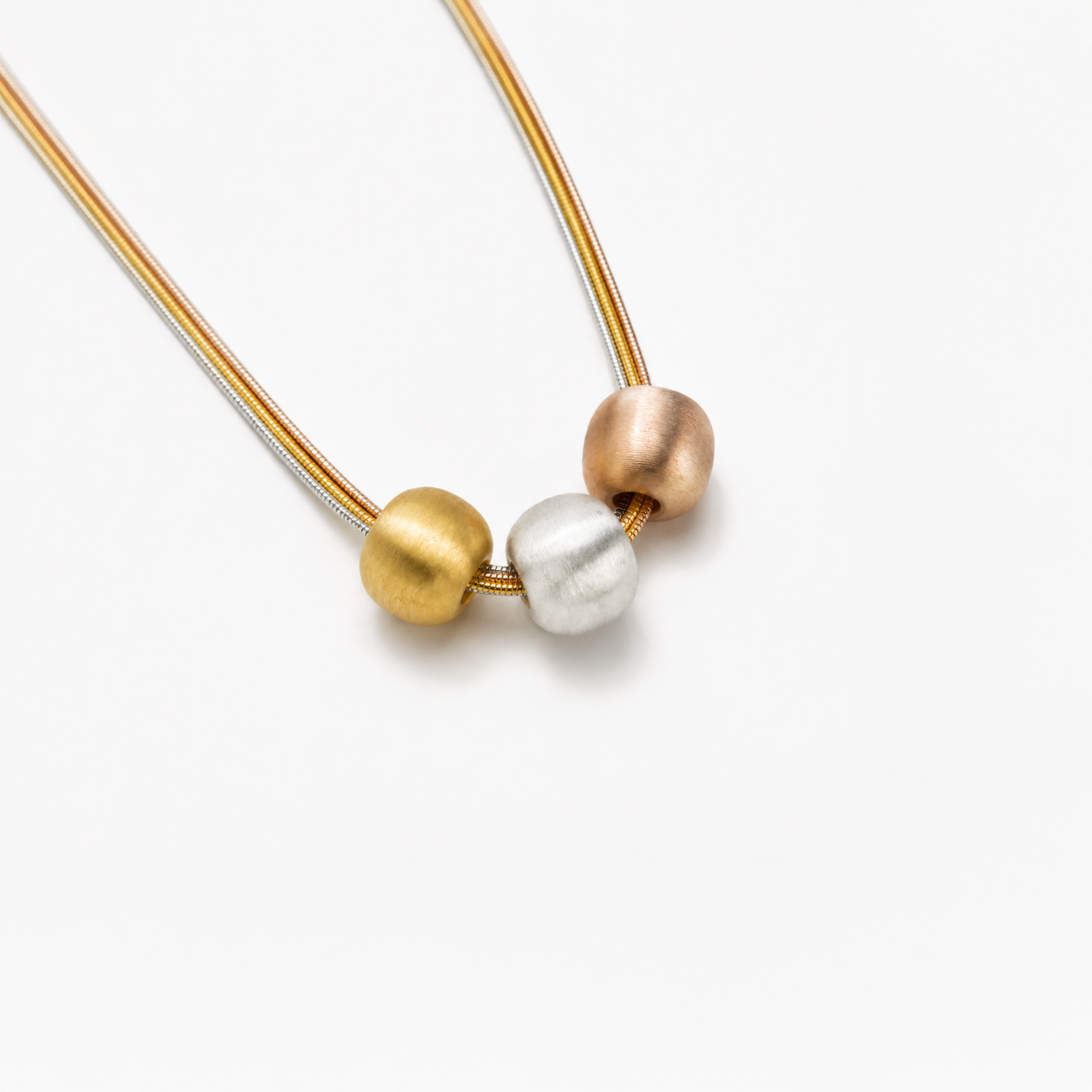 Brushed Trinity Orbit Necklace