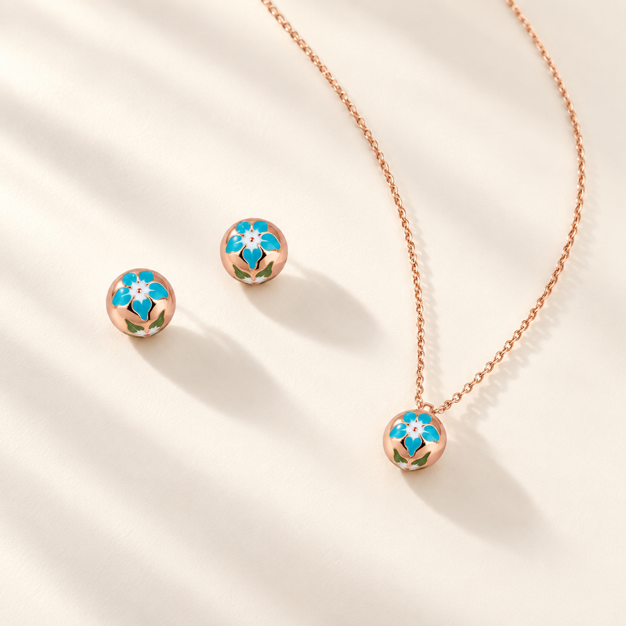 Azure Bloom Pendant Set