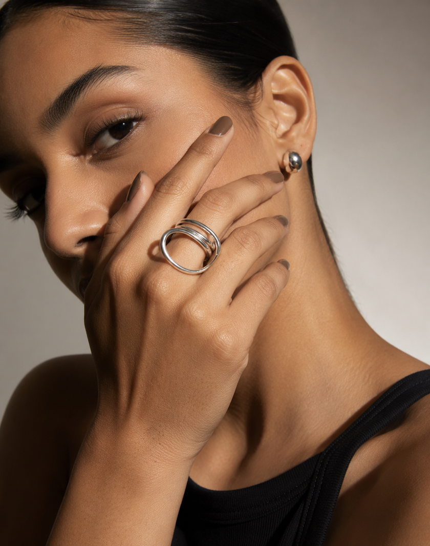 Silver Orbit Loop Ring