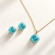 Aqua Crystal Pendant Set