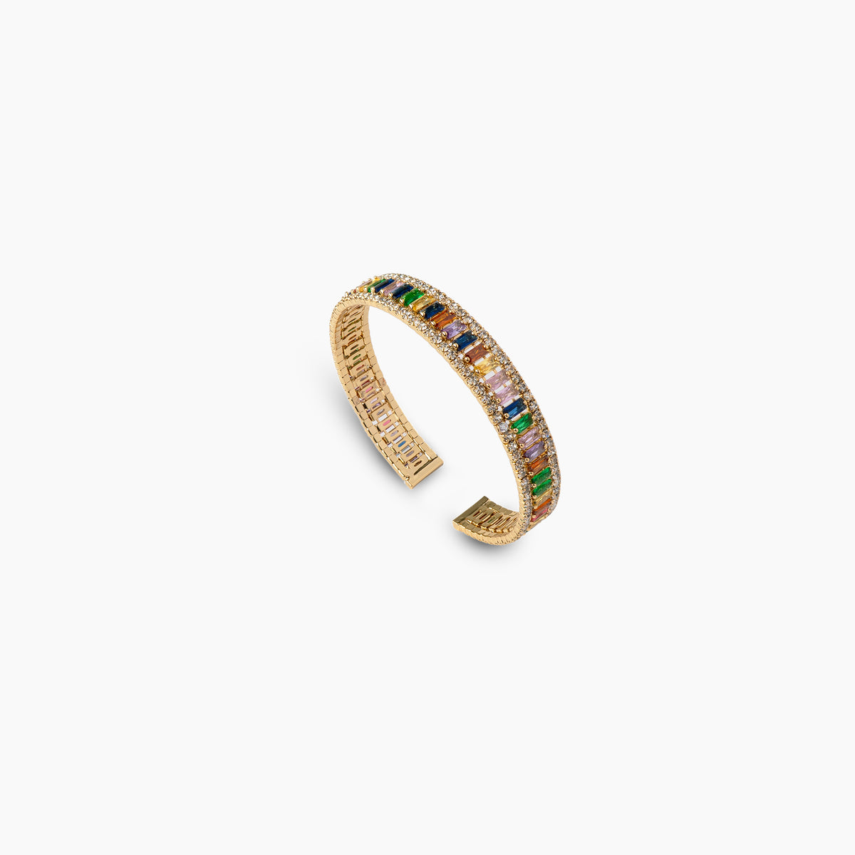 Rainbow Baguette Cuff Bracelet