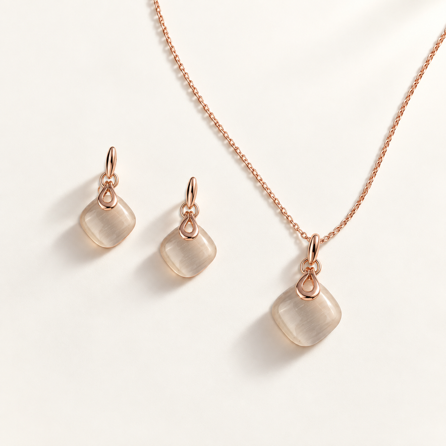 Blush Quartz Pendant Set