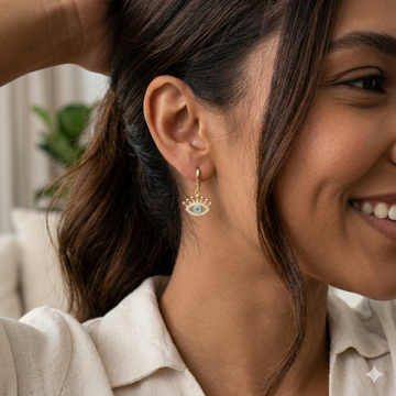 Studded Evil Eye Hoop Earrings