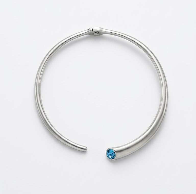 Brushed Blue Moon Collar Necklace
