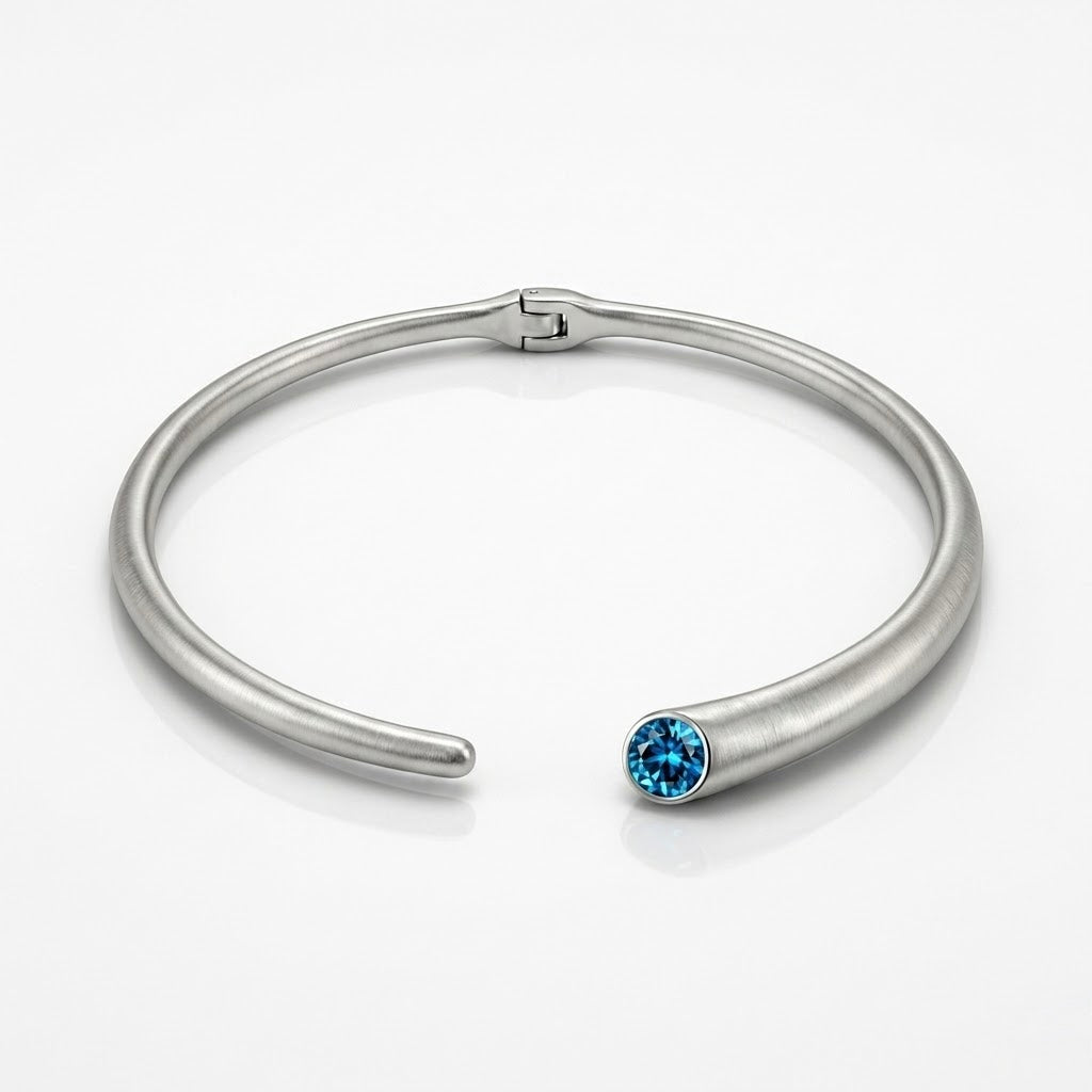 Brushed Blue Moon Collar Necklace