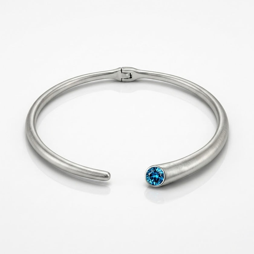 Brushed Blue Moon Collar Necklace