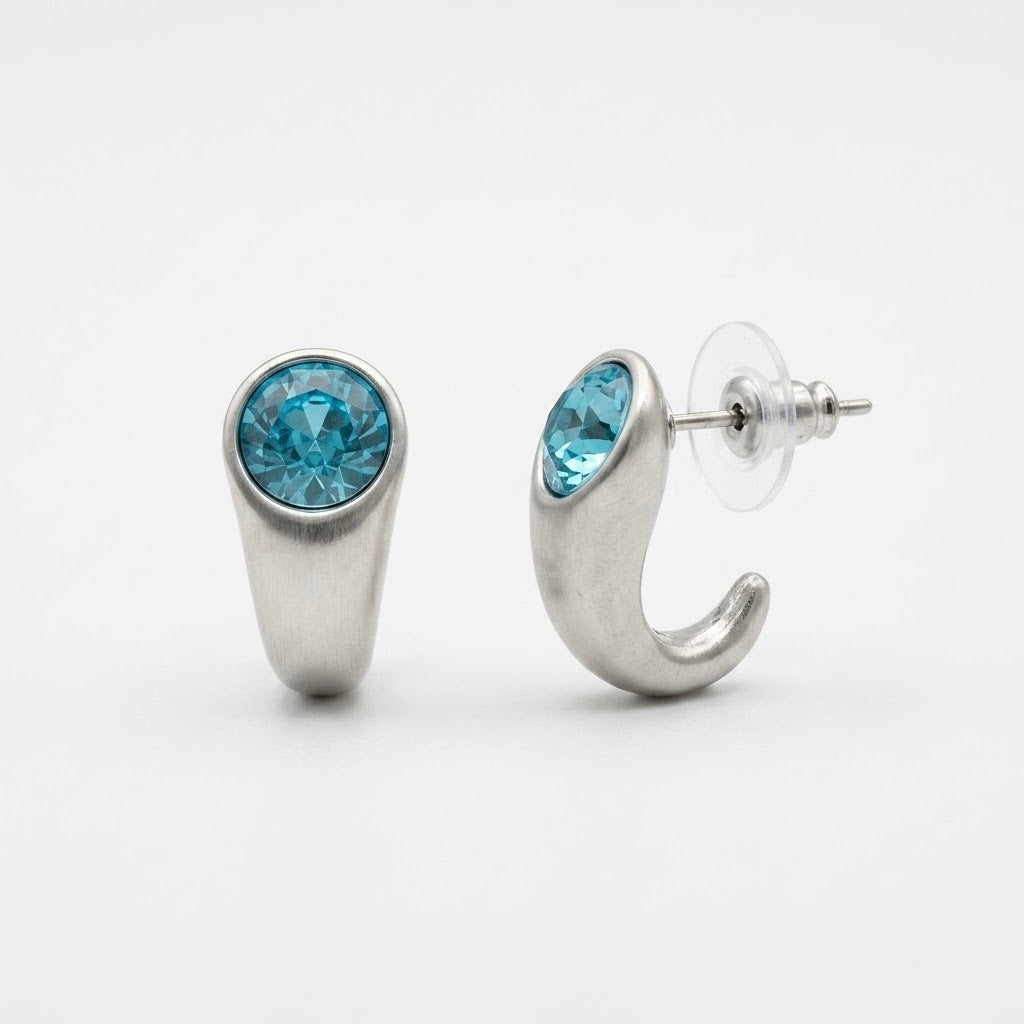 Brushed Blue Moon Earrings