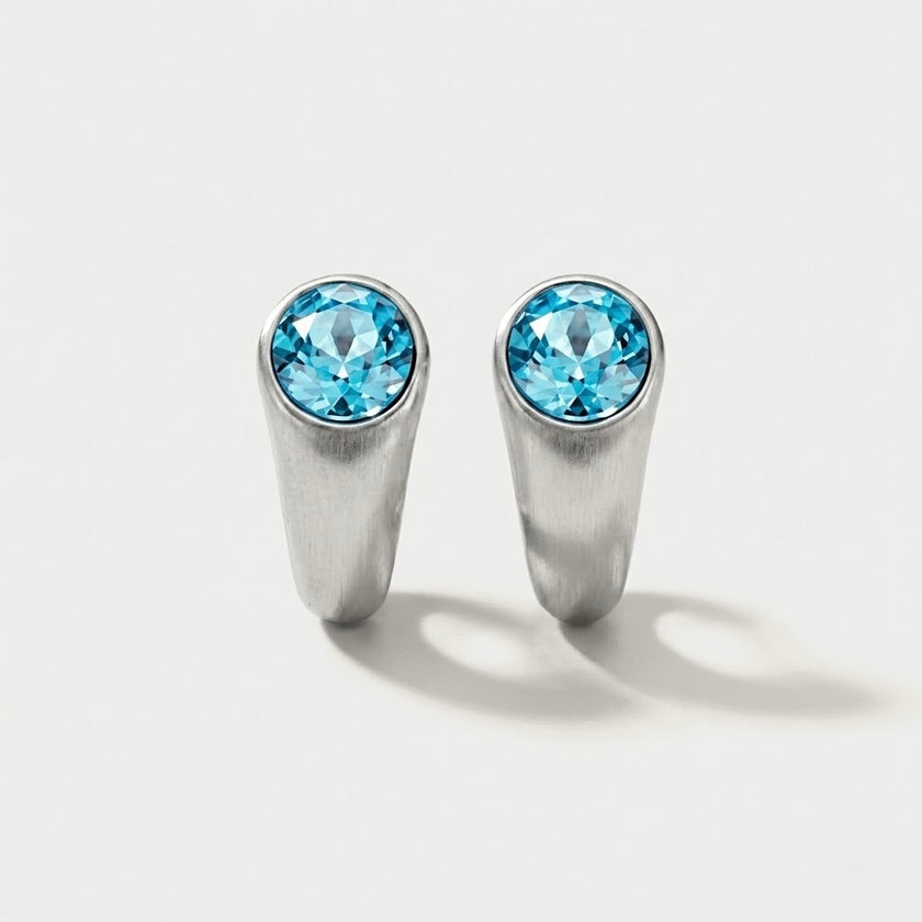 Brushed Blue Moon Earrings
