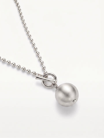 Brushed Silver Orb Toggle Necklace