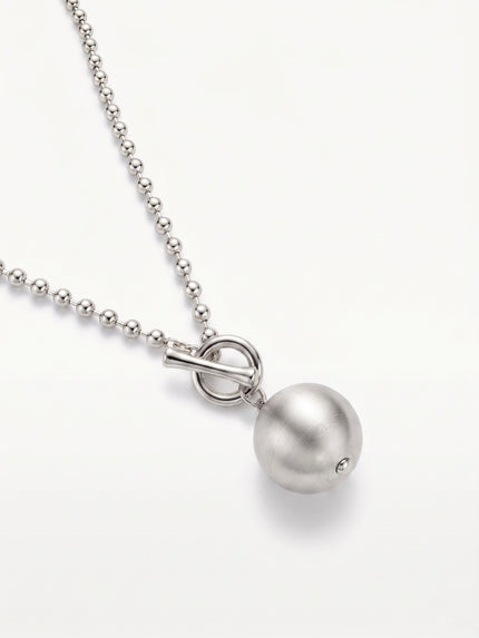 Brushed Silver Orb Toggle Necklace
