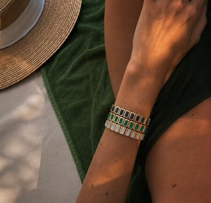 Aquamarine Rhythm Stretch Bracelet