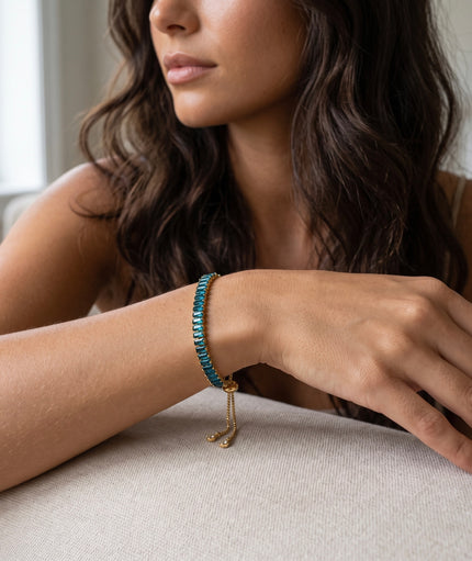 Midnight Blue Baguette Bolo Bracelet