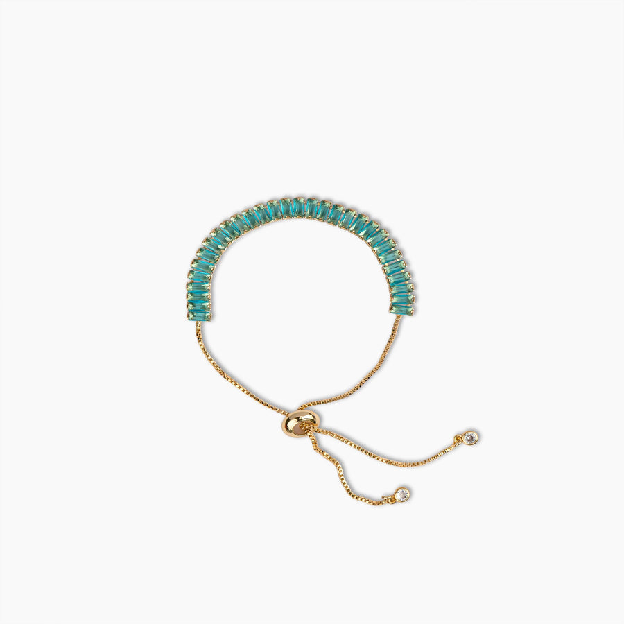 Aqua Blue Baguette Bolo Bracelet