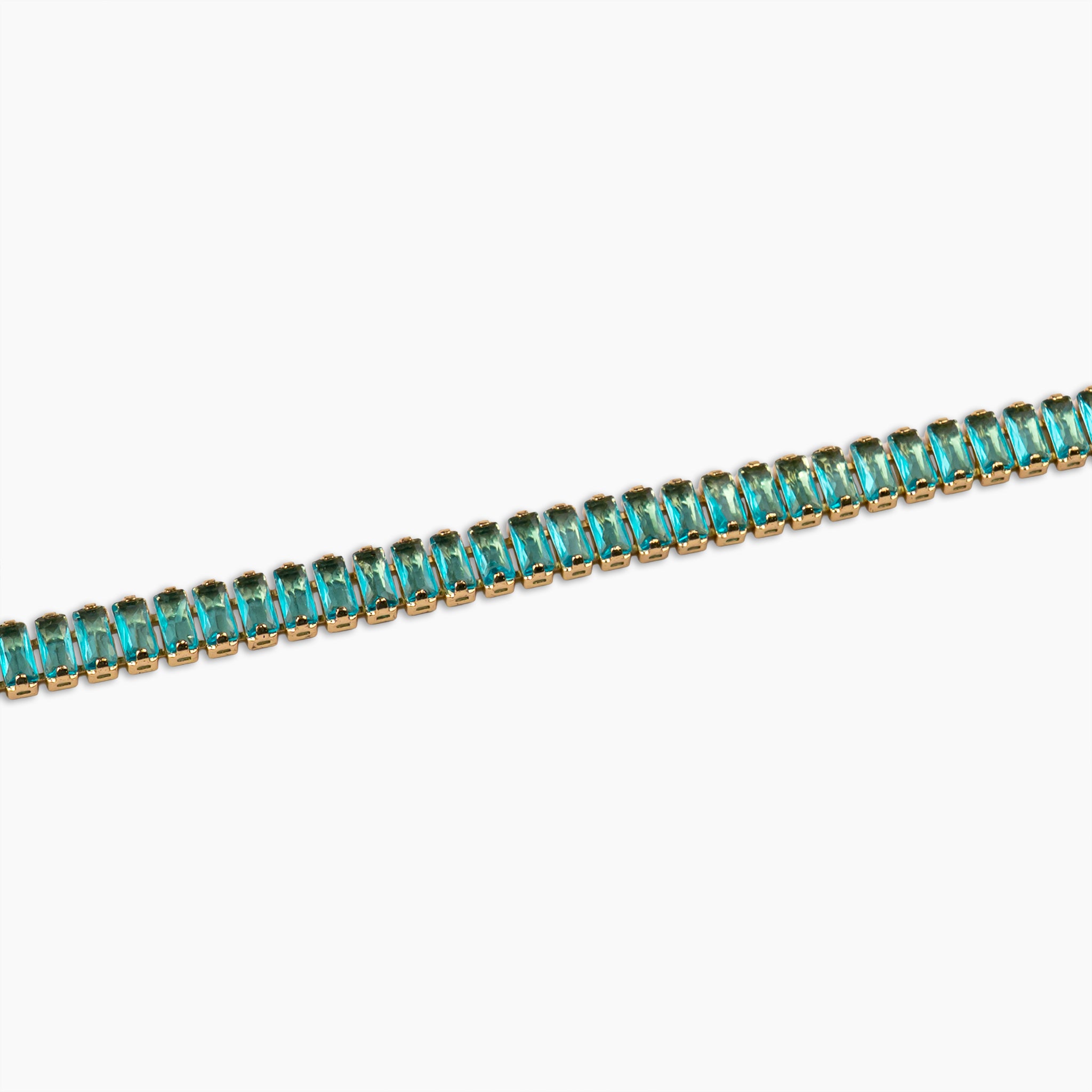 Aqua Blue Baguette Bolo Bracelet