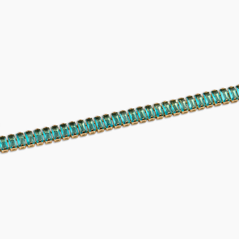 Aqua Blue Baguette Bolo Bracelet