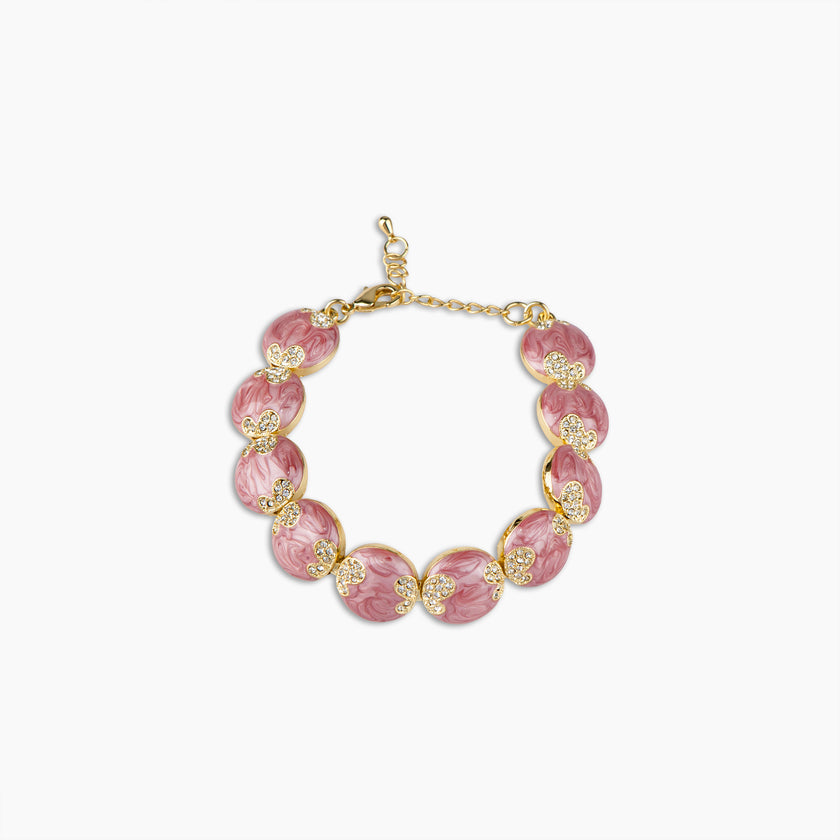 Pink Enamel Butterfly Bracelet
