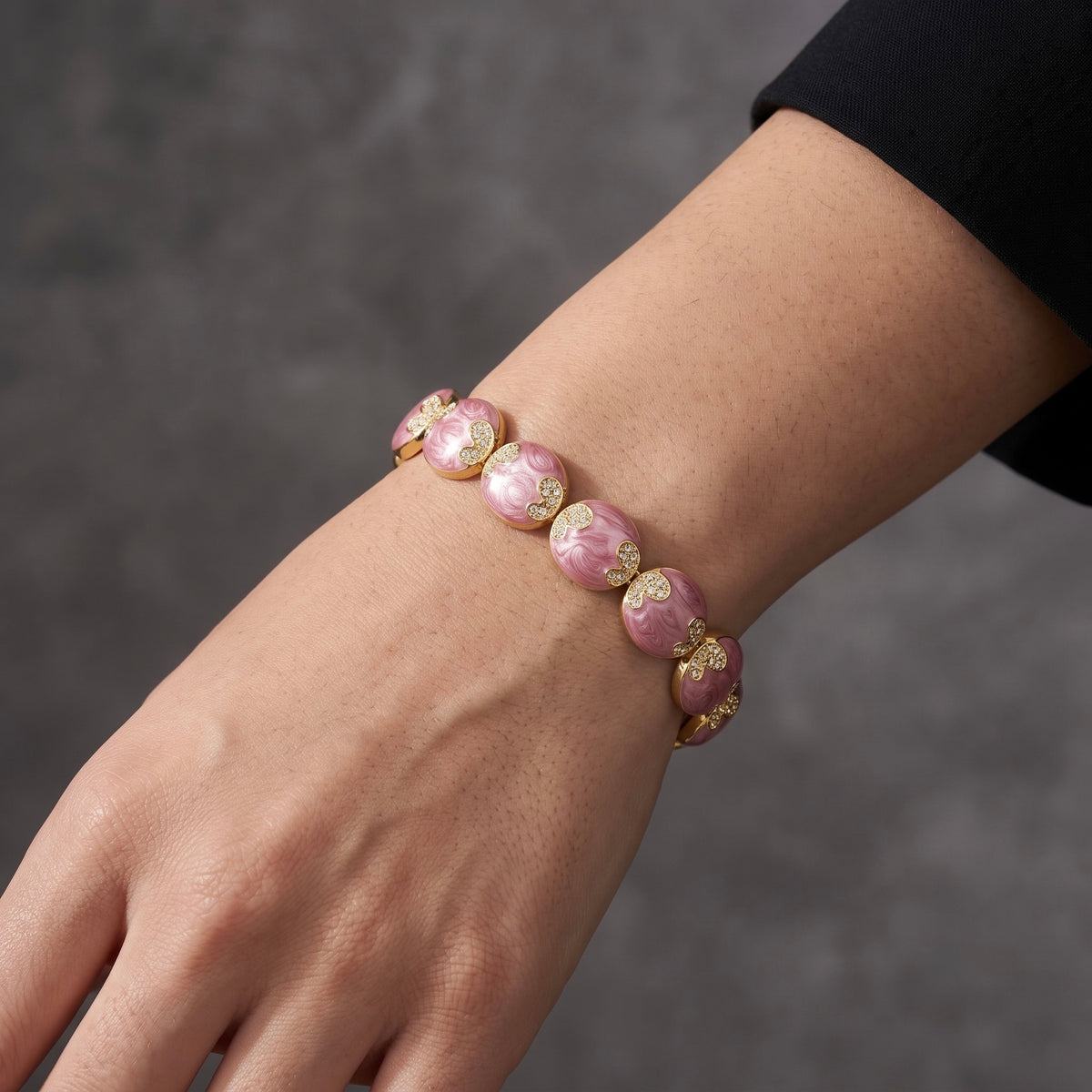 Pink Enamel Butterfly Bracelet