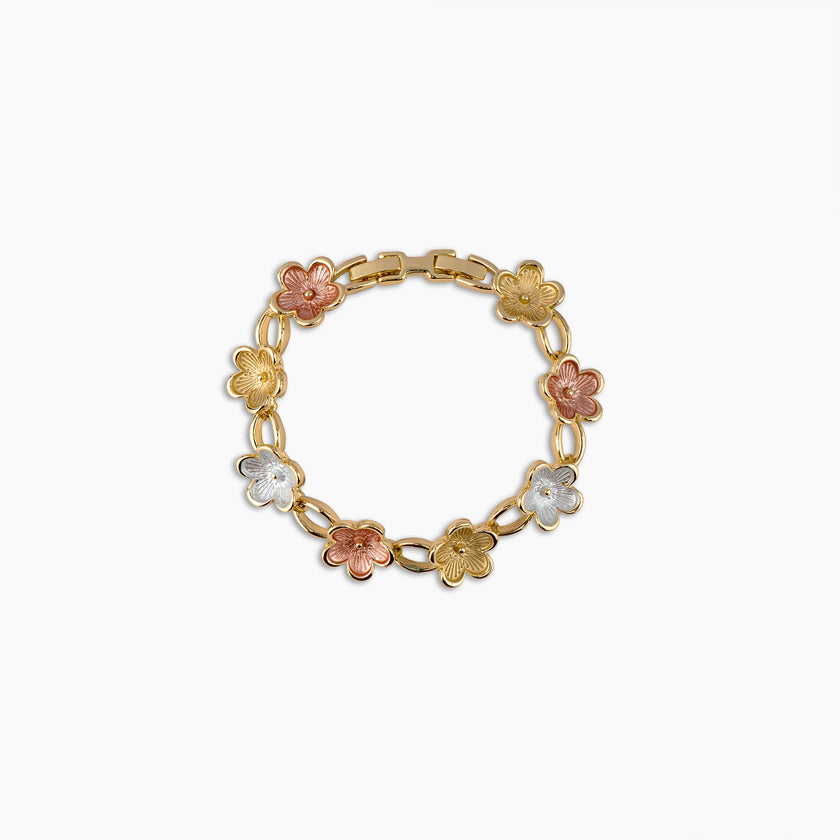 Tricolor Floral Link Bracelet