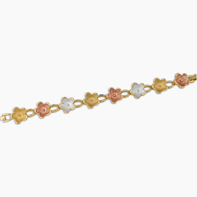 Tricolor Floral Link Bracelet