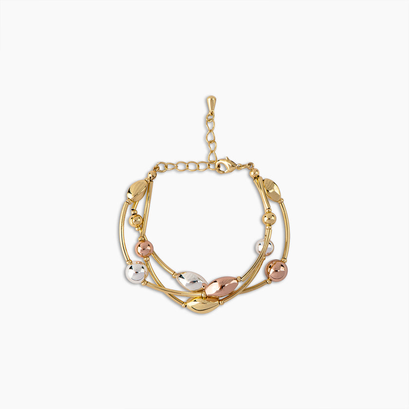 Tricolor Multi-Strand Bead Bracelet