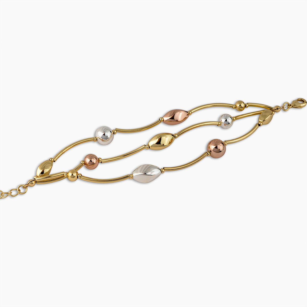 Tricolor Multi-Strand Bead Bracelet