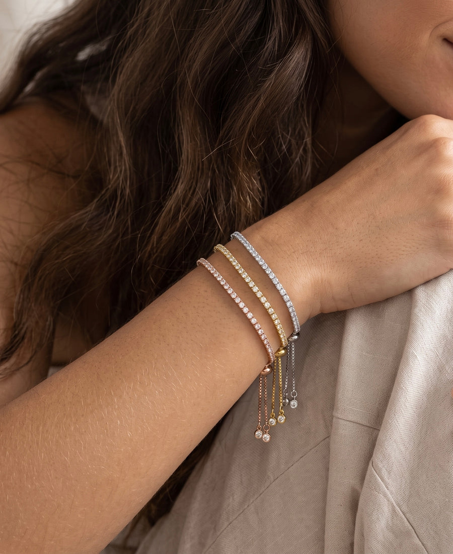Yellow Gold Tennis Bolo Bracelet