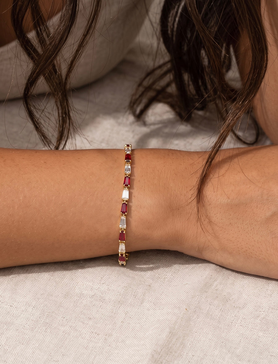 Ruby & Diamond Baguette Tennis Bracelet