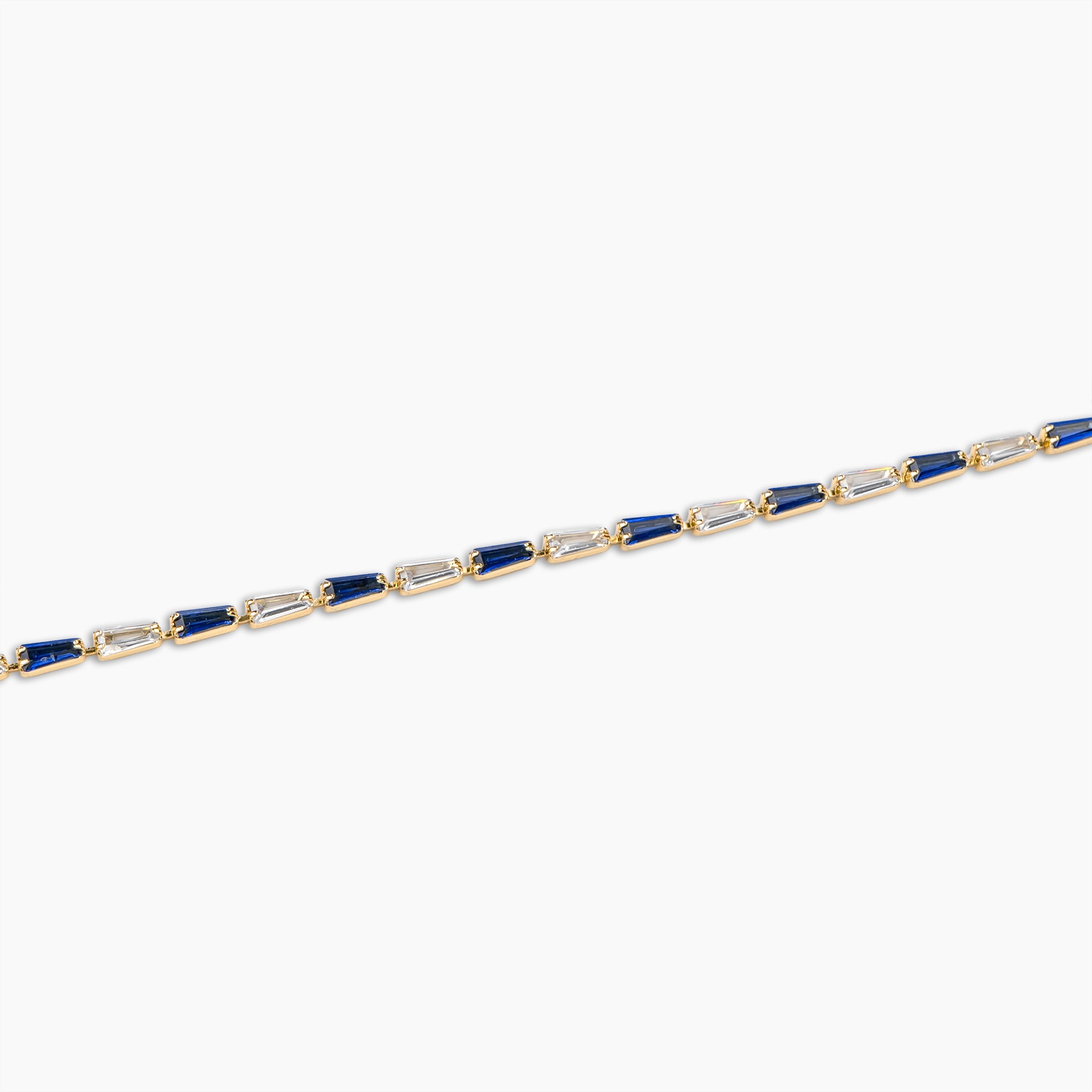 Sapphire & Diamond Baguette Tennis Bracelet