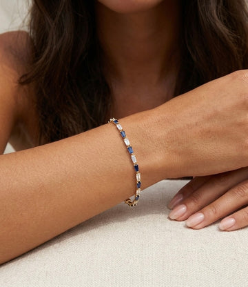 Sapphire & Diamond Baguette Tennis Bracelet