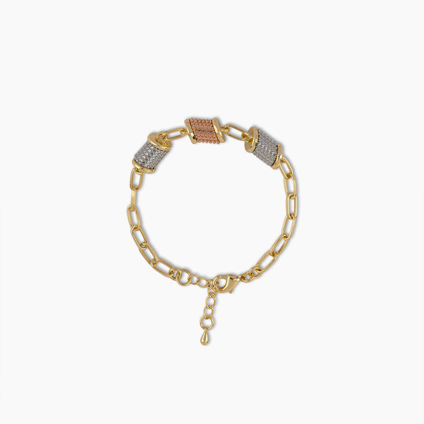 Tricolor Barrel Charm Bracelet