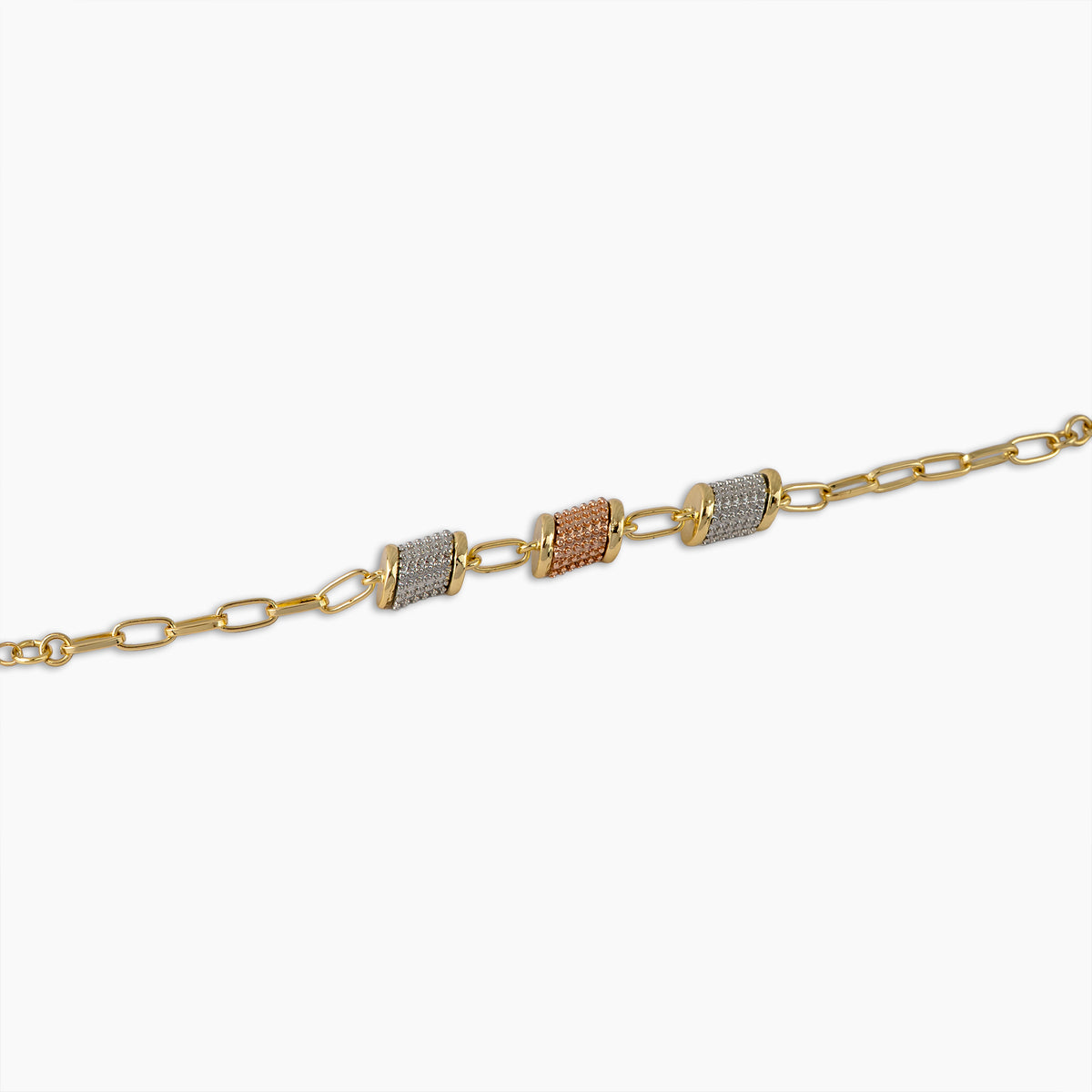 Tricolor Barrel Charm Bracelet