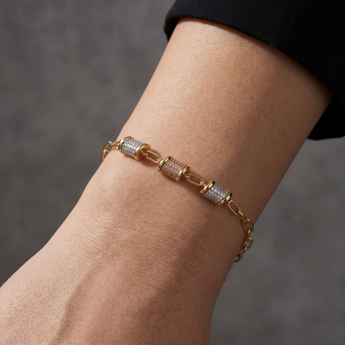 Tricolor Barrel Charm Bracelet