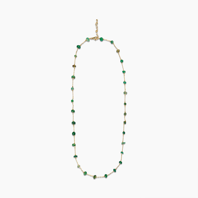 Emerald Bead Station Necklace