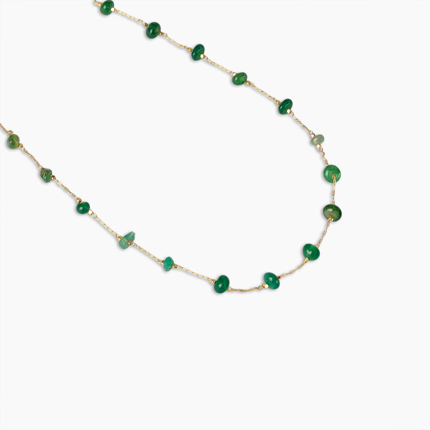 Emerald Bead Station Necklace