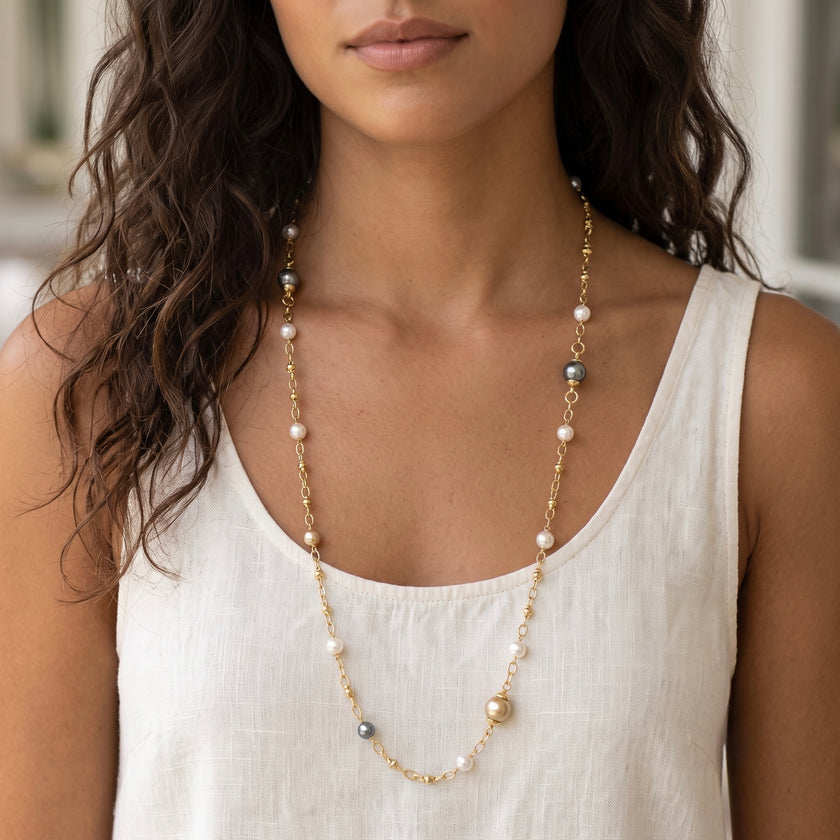Luna Pearl Station Necklace