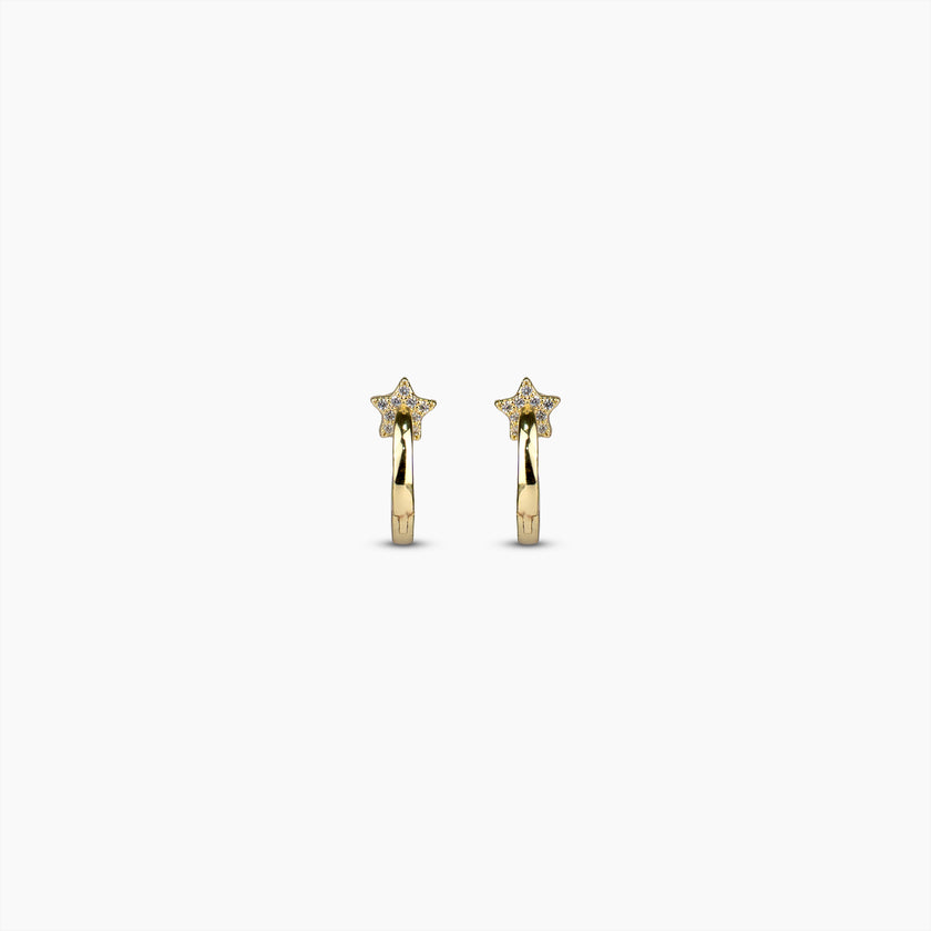 Gold Star Huggies Earrings