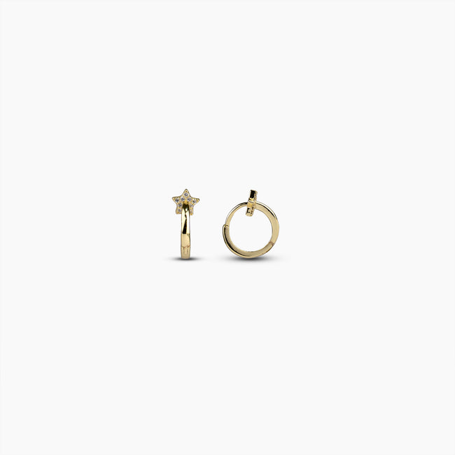 Gold Star Huggies Earrings