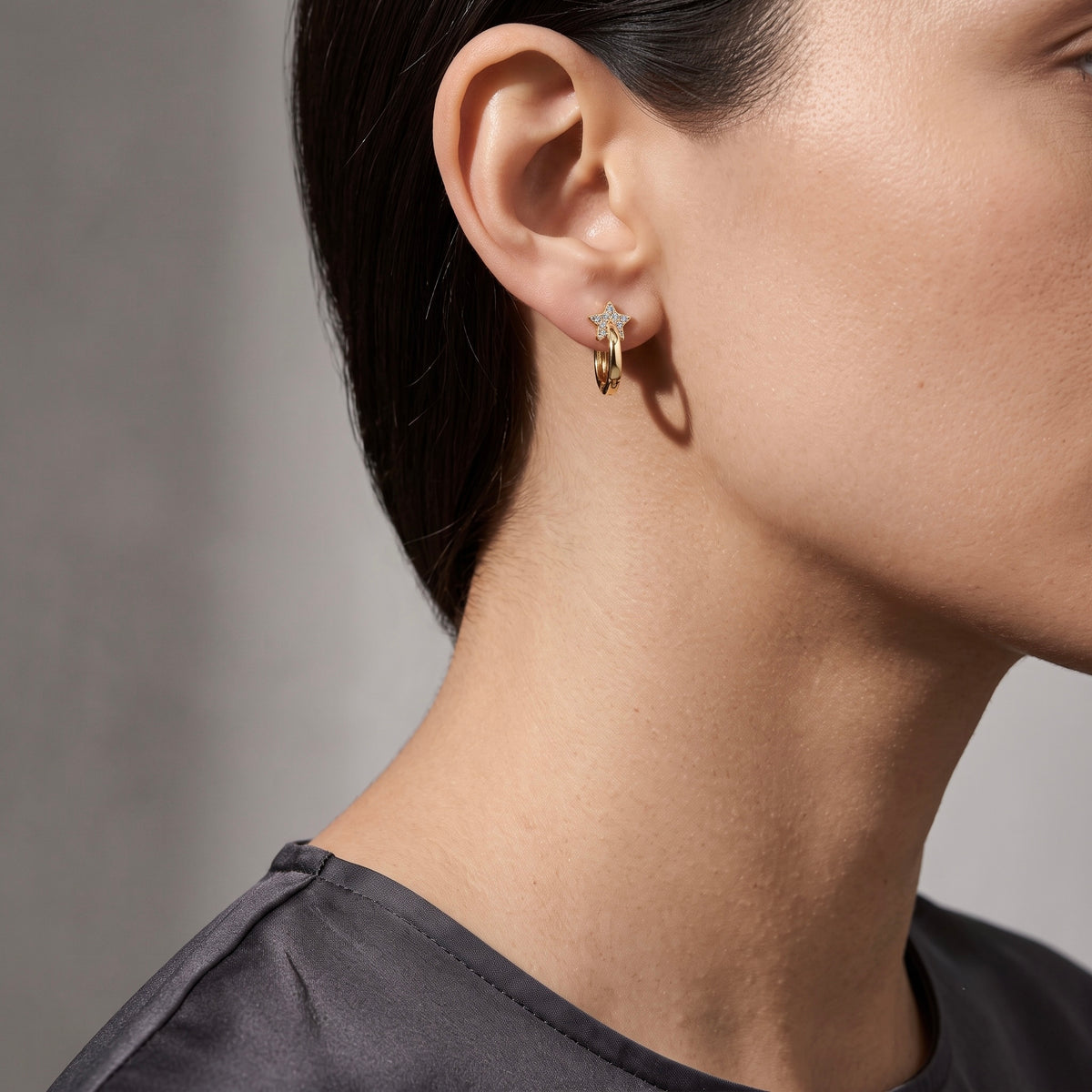 Gold Star Huggies Earrings