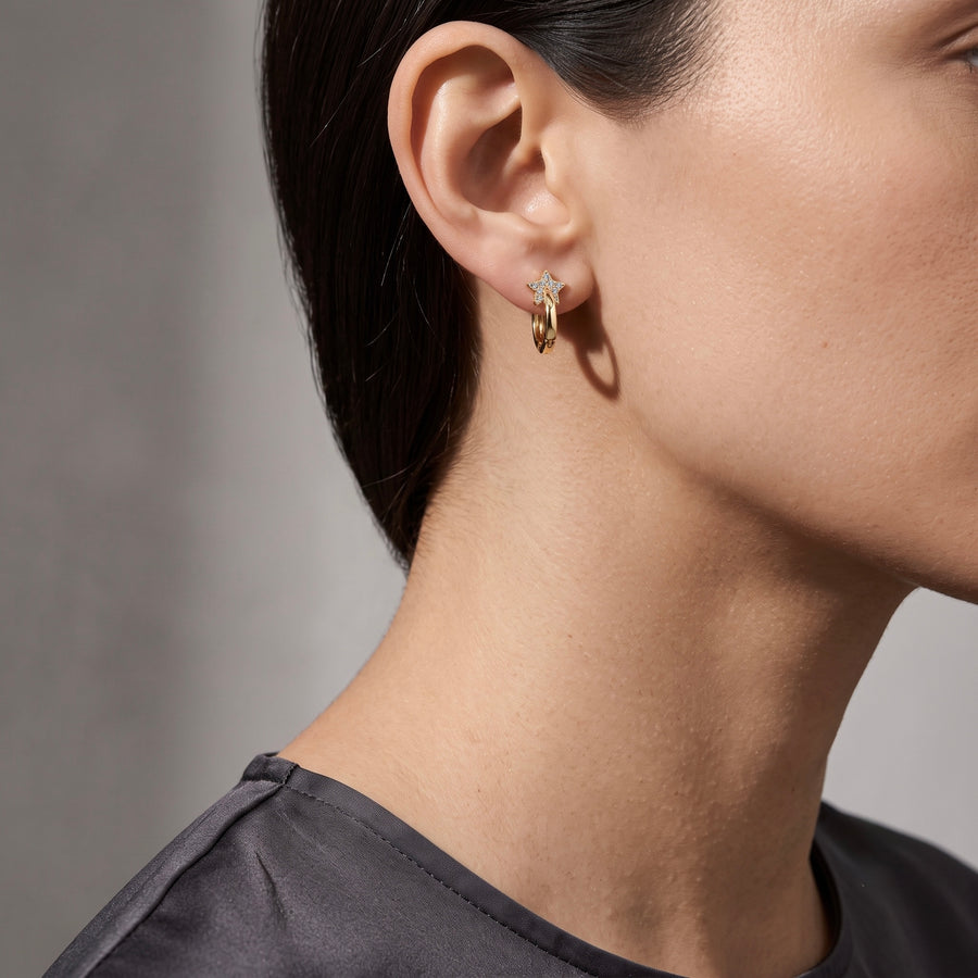 Gold Star Huggies Earrings