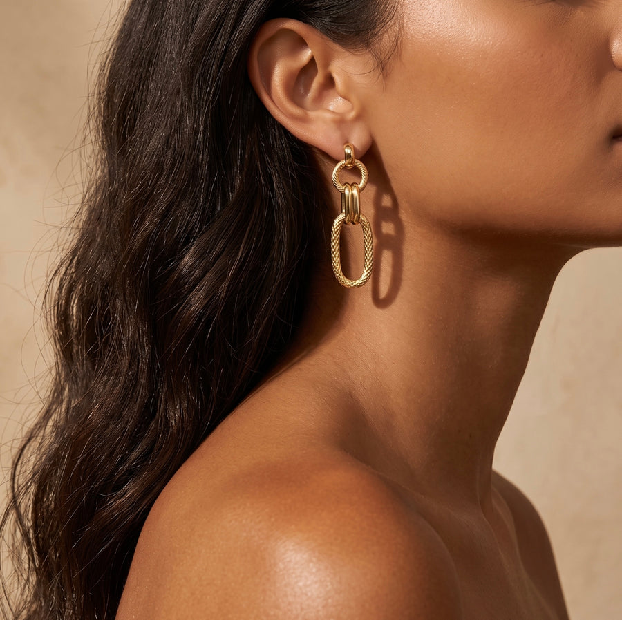Interlock Link Drop Earrings