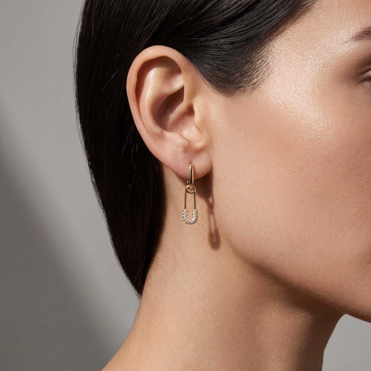 Gold Safety Pin Earrings