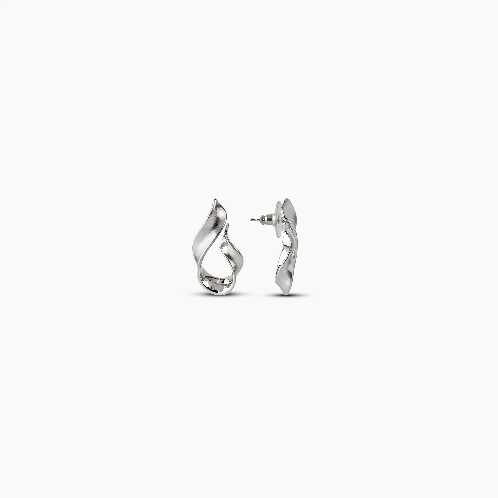 Silver Brushed Mood Swirl Earrings
