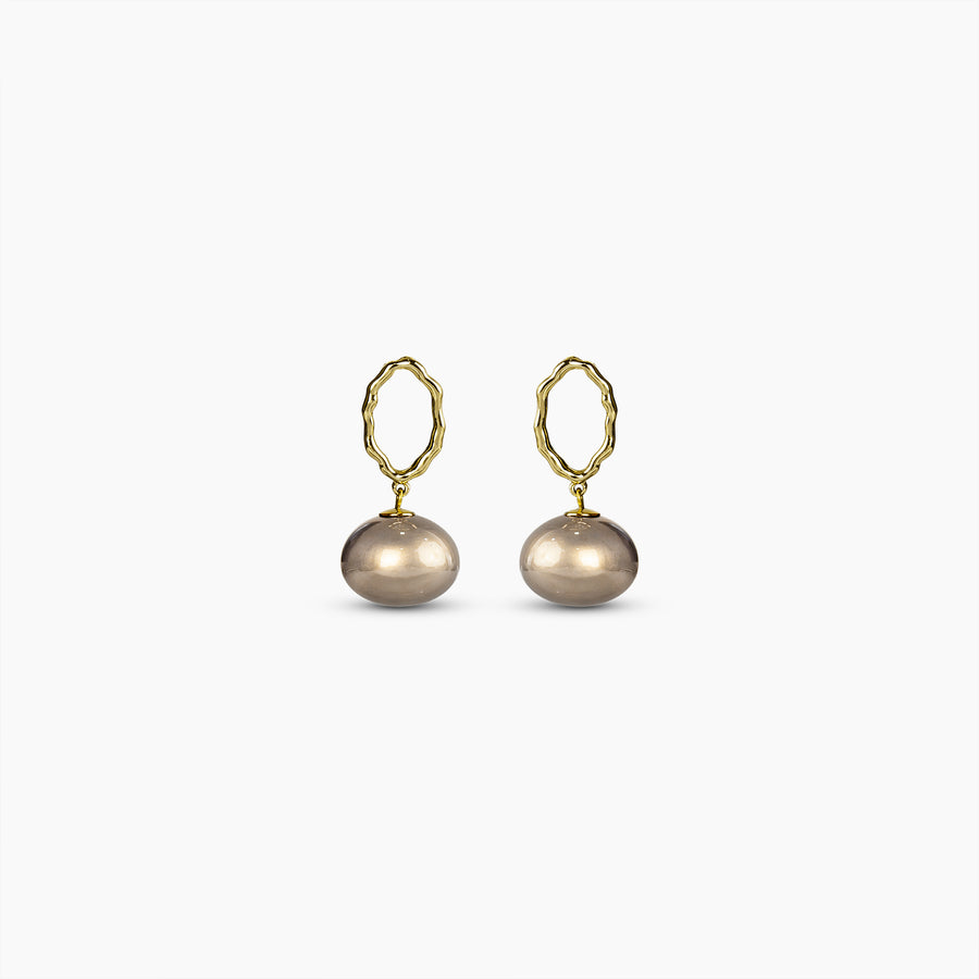 Sculpted Grey Pearl Drop Earrings
