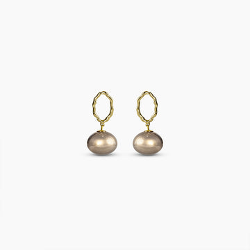 Sculpted Grey Pearl Drop Earrings