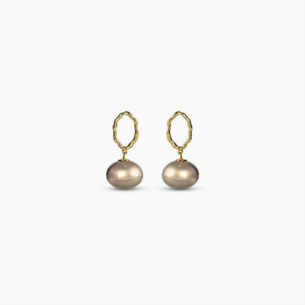 Sculpted Grey Pearl Drop Earrings