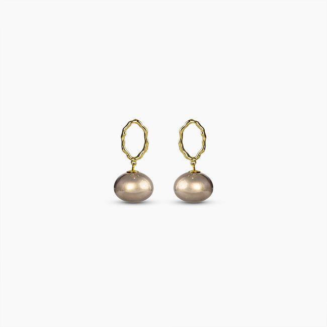 Sculpted Grey Pearl Drop Earrings