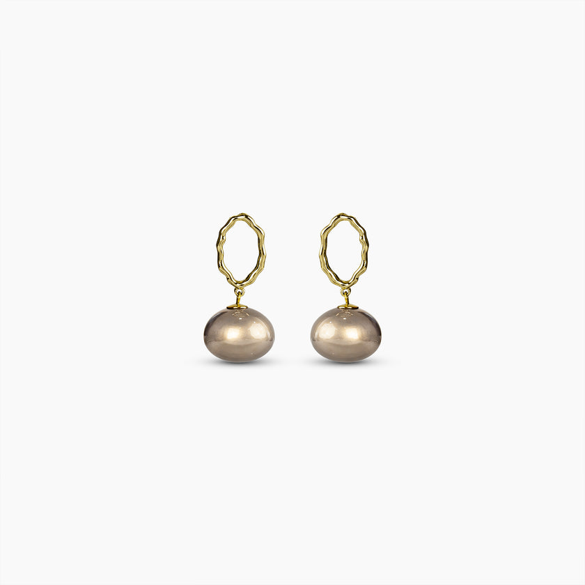 Sculpted Grey Pearl Drop Earrings