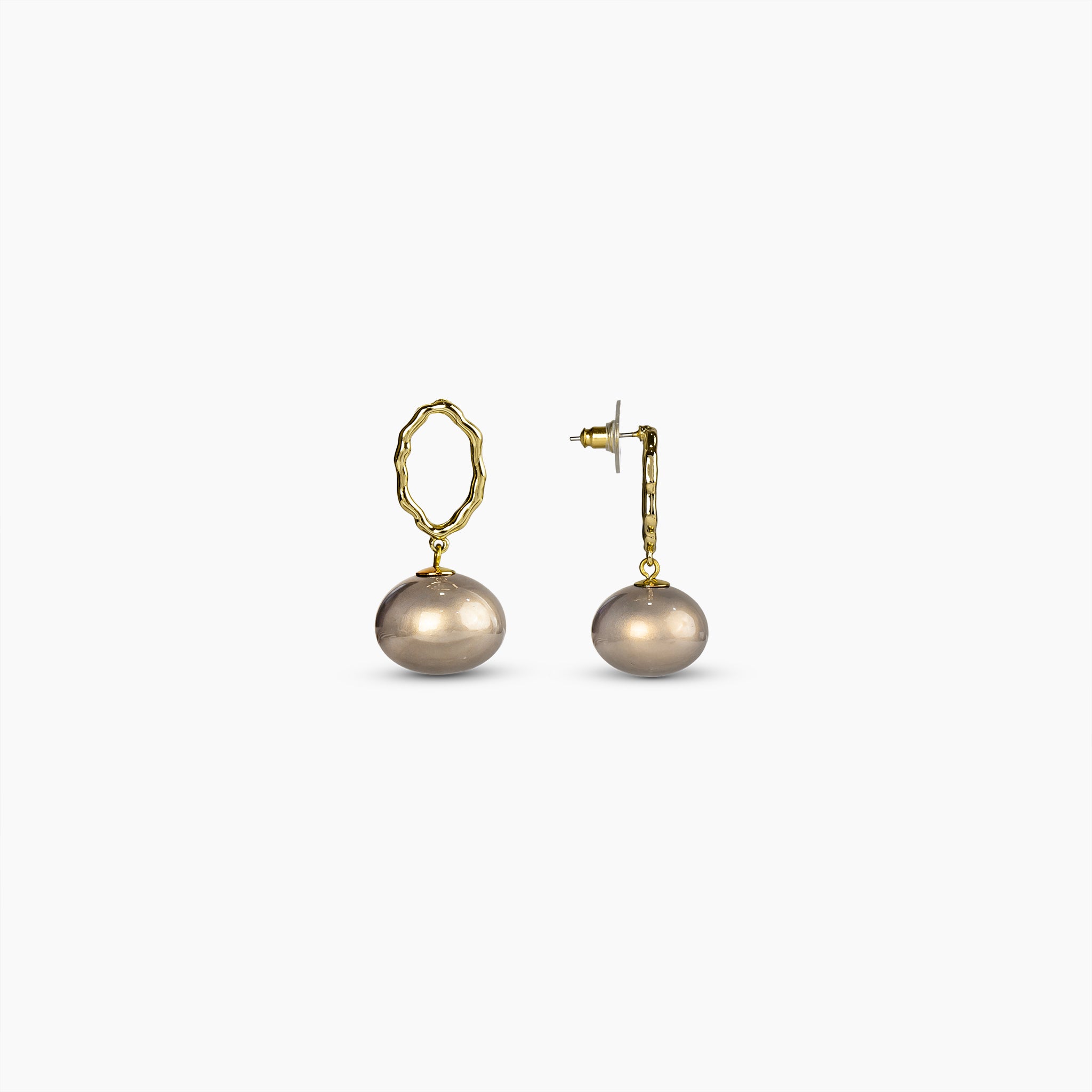Sculpted Grey Pearl Drop Earrings